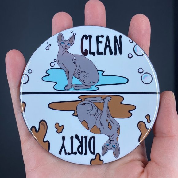 Black Sphynx Cat Dishwasher Magnet Kitchen Sign - Picture 2 of 3